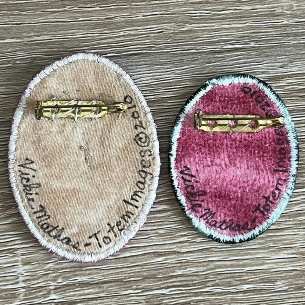 Vickie Mathas 2 Wearable Art Brooches‎ Pins Mixed Textile Fiber Media 2010